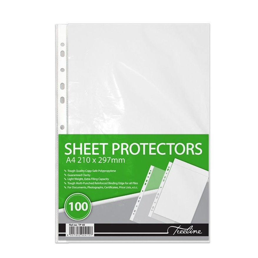 Treeline Filing Pockets 40 Micron PVC A4 - Pack of 100