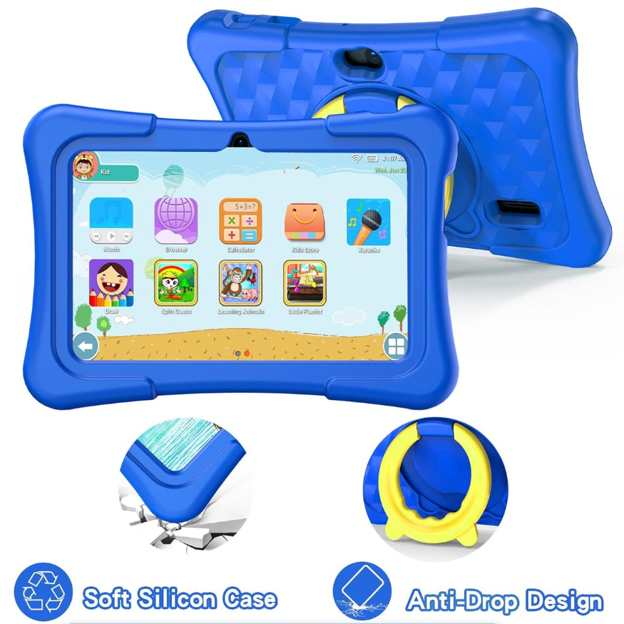 Pritom Smart Tablet for Kids 7" with WiFi 2GB RAM 32GB ROM Parental Control - Blue