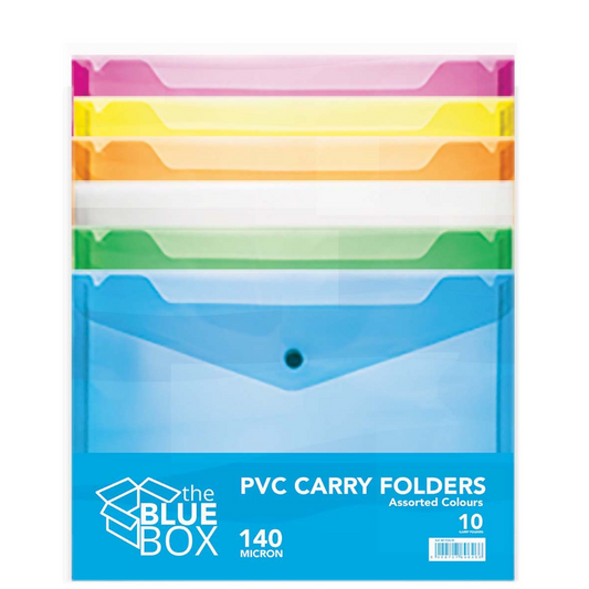 Blue Box A4 Carry Folders Assorted Colours - Pack of 10