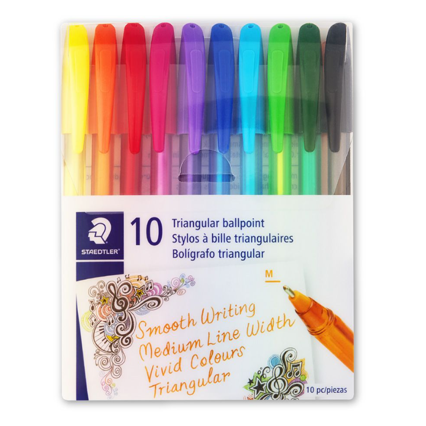 Staedtler Ballpoint Pens Assorted Colours - Wallet of 10